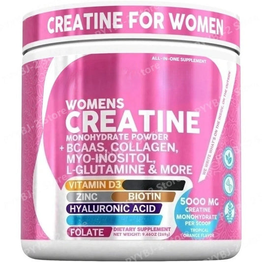 Créatine en poudre pour femmes, créatine monohydrate en poudre avec BCAA et acides aminés, complément alimentaire quotidien pour la santé et la nutrition