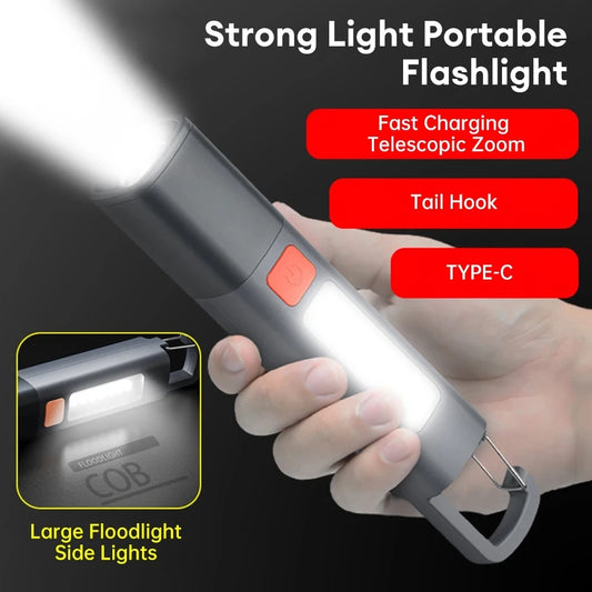 1-10 pièces Super lumineux COB lumières latérales LED XPE Mini torche Portable Zoomable étanche pêche en plein air chasse Camping lampe de poche