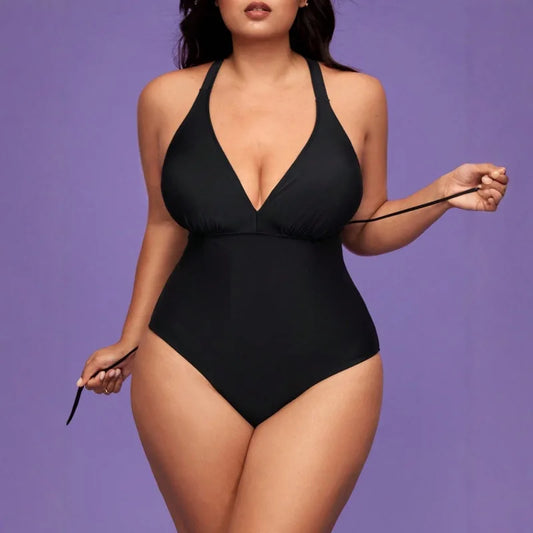Maillot de bain une pièce, grande taille, européen, américain, taille haute, dos ouvert, croisé, réglable, coupe cintrée, pour la plage, nouvelle collection 2025
