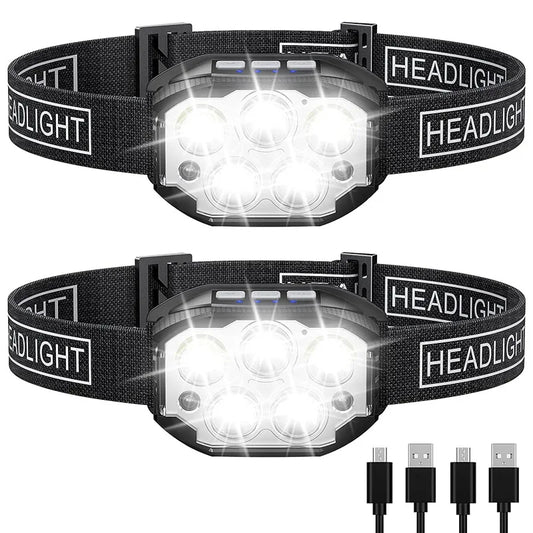 1200 Lumen Led lampe frontale Rechargeable capteur de mouvement phare étanche lampes de poche pour Camping en plein air pêche lampe frontale